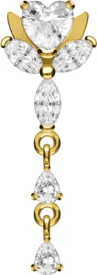 Produktbild von Bauchnabelpiercing Titan Bananabell mit 925er Silber-Design LOTUSBLÜTE + KRISTALLE