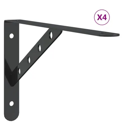 Obrázek produktu pro Policové držáky 4 ks 30 x 2,5 x 15,5 cm černé nerezová ocel