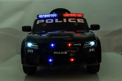 Produktbild von ES-Toys Kinder Elektroauto Dodge Polizei, Sirene, Polizei-Lichter, Fernbedienung schwarz