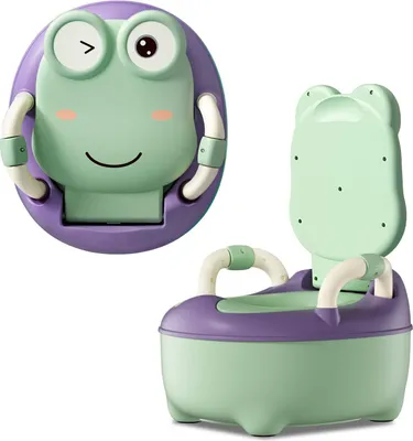 Produktbild von JOIEYOU Kindertöpfchen 48cm hoch Kindertoilette PP+PU Töpfchen mit abnehmbarem Behälter Baby Tolilette mit Spritzschutz&Armlehnen Toilettentrainer für Mädchen Junge Kinder Töpfchen (Normal Form, Grün)
