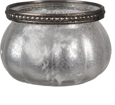 Produktbild von Clayre & Eef Teelichthalter Ø 9x6 cm Silberfarbig Glas