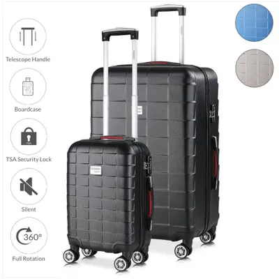 Produktbild von MONZANA® 2er Set Koffer Boardcase M, XL Gelgriffe TSA Schloss Reisekoffer Trolley Kofferset Handgepäck schwarz