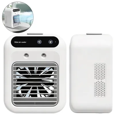 Produktbild von Mini Klimaanlage Luftkühler, tragbar USB wiederaufladbar, leise 25W, mit Luftbefeuchter, 2 Stufen & Modi, für Büro, Schlafzimmer, Camping