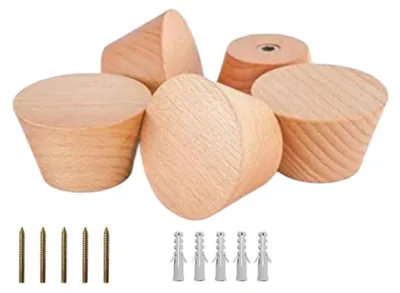 5er Set konische Holzkleiderhaken, Wandmontage, 3,5 x 5 cm