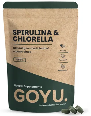 Productafbeelding van Goyu Spirulina Chlorella Tabletten Biologisch - 300 Tabletten (300 tabletten)