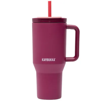 Zdjęcie produktu dla Kambukka Rio kubek termiczny ze słomką butelka termiczna 950 ml – Burgundy Bloom