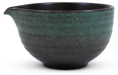 Produktbild von Cebador - Matcha Schale Umi 450ml - Keramik Matchawan Mit Ausguss 12,5x8cm - Türkis Grau Meer Design - Perfekt Zum Aufschlagen Mit Chasen