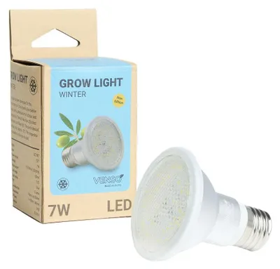 Zdjęcie produktu dla Venso EcoSolutions GrowLight Winter E27 LED lampa roślinna 7W 120°, Venso Ecosolutions pełne spektrum LED zimowa lampa roślinna lampa roślinna LED pełne spektrum, żarówka LED, pełne spektrum E27 żarówka do lamp roślinnych