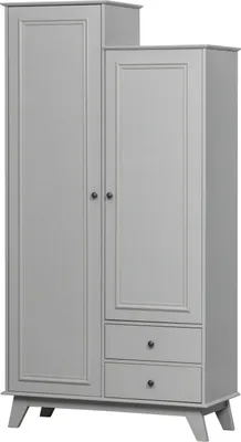 Produktbild von Woood Lily Garderobenschrank Aus Kiefer, 2-Türig, Asymmetrisch, Grau