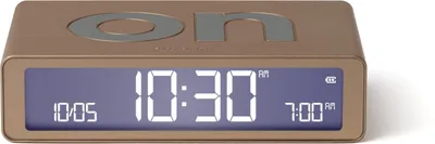 A close-up studio shot of a digital alarm clock.