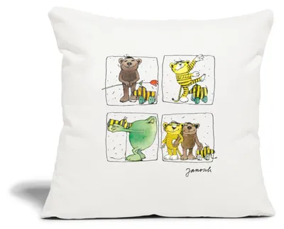 Produktbild von Spreadshirt Janosch Bär Tiger Günter Und Tigerente Kissenbezug 45x45 cm, One size, Naturweiß