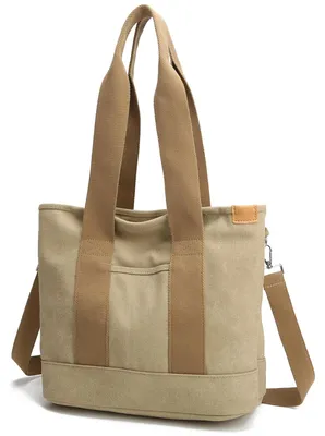 Immagine prodotto di Omgoods - Ampia borsa a mano in tela, con molti scomparti, ideale per l'uso quotidiano