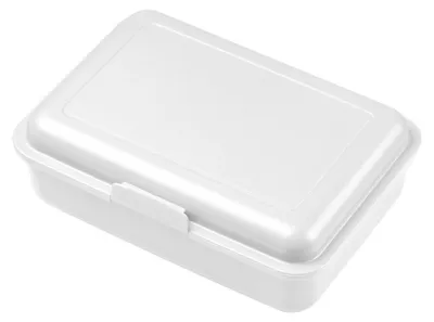 Zdjęcie produktu dla Pudełko na lunch dla dzieci - "School-Box" średnie wyprodukowane w Niemczech i wolne od BPA, solidne pudełko na lunch z zamknięciem na zatrzask do szkoły, przedszkola i wypoczynku - białe