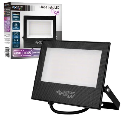 Produktbild von MasterLED Flutlicht SMD Tiga 50W 4500K Neutralweiß – 4000lm, IP65, Schwarz, 230V – Aluminium für Außenbereich & Industrie