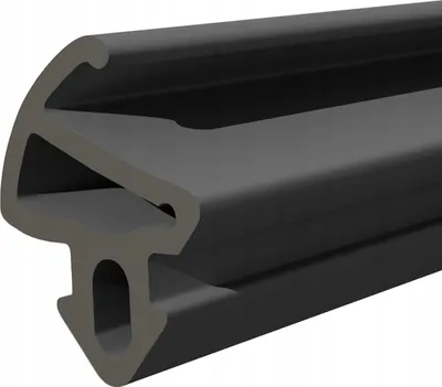 A close-up, angled view of a black rubber sealing profile.