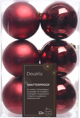 Produktbild von Weihnachtskugeln Kunststoff 6cm 12 Stück - Ochsenblut