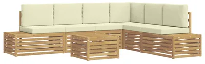 Produktbild von vidaXL 7 pcs Outdoor-Sofagarnitur Polyester Weiß und Creme