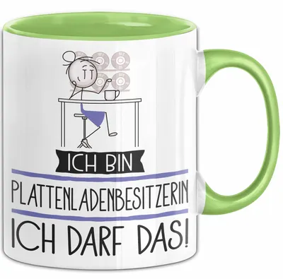 Produktbild von Geschenk für Plattenladenbesitzerin Tasse Lustige Geschenkidee Geburtstag Ich Bin Plattenladenbesitzerin Ich Darf Das (Grün)