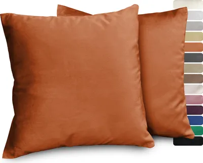 Produktbild von Samt Kissenhüllen 2er Set, Premium Kissenbezug, Sofa- und Dekokissen, Größe und Farbe wählbar,Bronze,45x45cm