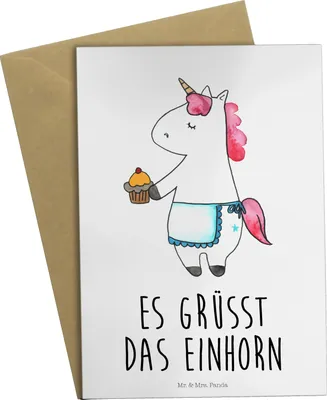 Produktbild von Mr. & Mrs. Panda neujahrskarte Einhorn Muffin - Weiß - Geschenk, Geburtstag, Unicorn, einladungskarten, osterkarten, weihnachtskarten, Klappkarte, Geburtstagsgrüße