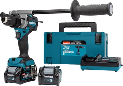 Produktbild von Makita HP001GD201 - Akku-Schlagbohrmaschine (40 V, max. 2,5 Ah, 2 Akkus + Ladegerät im MAKPAC)