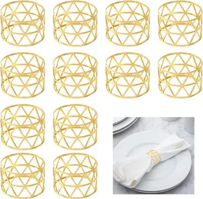 Produktbild von Goldfarbene Serviettenringe - Serviettenhalter für Feier Hochzeit - 12 Stück