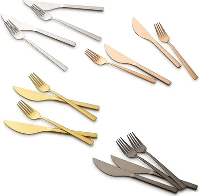 Produktbild von Echtwerk Pizzabesteck-Set, Pizzaset, Steakbesteck, Essbesteck 4-teilig  2 Personen, Mit 2 Pizzamessern und 2 Pizzagabeln aus Edelstahl, Farbe:Silber