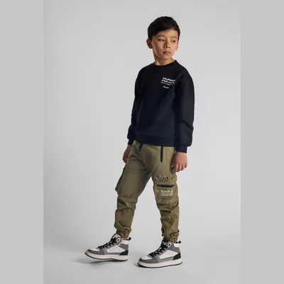Immagine prodotto di Pantaloni cargo Minoti in cotone elasticizzato, verde, taglia 98, per bambino