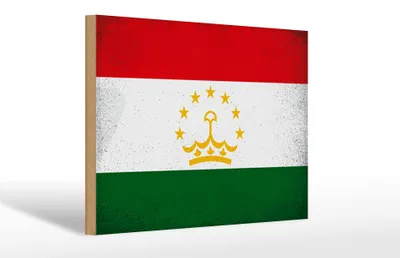 Produktbild von Holzschild Flagge Tadschikistan 30x20cm Tajikistan Vintage