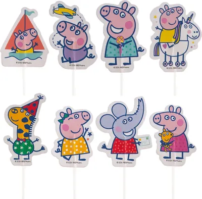 Zdjęcie produktu dla Topper na tort Świnka Peppa - 16 elementów, wysokość: 4,8 cm