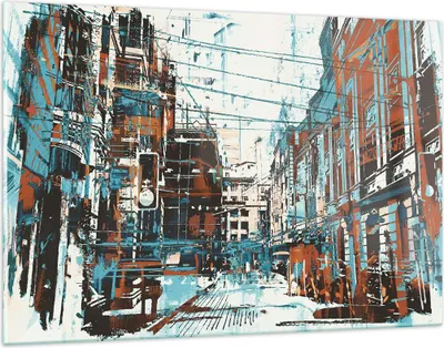 Produktbild von Bilder auf glas - Stadt Straße Haus - 120x80cm - Glasbilder - Wandbilder - Kunstdruck - zum Aufhängen bereit - Wanddekoration aus Glas - Glas Bilder - Wandbild auf Glas - Einteilig - GAA120x80-3806