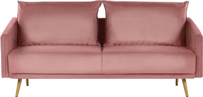 Produktbild von BELIANI Sofa Rosa Samtstoff 3-Sitzer 185 x 78 x 68 abnehmbare Kissenbezüge Minimalistisch Retro Wohnzimmer Flur Arbeitszimmer Modernes Design