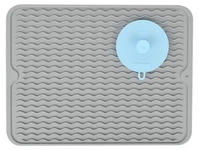 Produktbild von Silikon-Abtropfmatte - Hitzebeständig und rutschfest - Geschirrtrocknung in der Küche - 40x30 cm