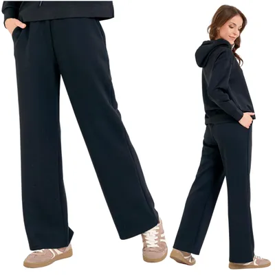 Produktbild von Moraj Damen Jogginghose weit mit Taschen, Sweatpants, Uni, bequem – Schwarz, Größe XL