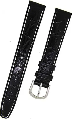 Produktbild von Orig. FORTIS Uhrenarmband LEDER schwarz mit weißer Naht KROKO 16mm