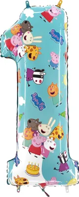 Immagine prodotto di 1 palloncino in foil numero 1 Peppa Pig, 66 cm / 26 pollici