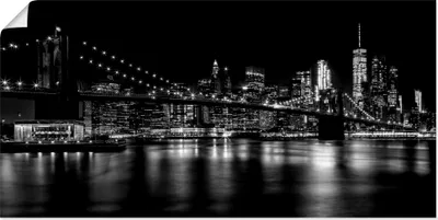 Produktbild von ARTland Poster Manhattan Skyline & Brroklyn Bridge I Größe: 40x20 cm