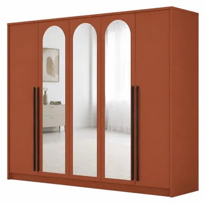 Produktbild von Kleiderschrank mit Spiegel, Terrakotta, 255 x 65 x 217, 2 cm, KI-generiertes Bild