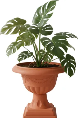 Image de Pot de fleurs Ø 39 cm H 41 cm rond sur pied en terre cuite  motif 3D jardinière