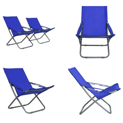 Produktbild von vidaXL Klappbare Strandstühle 2 Stk. Stoff Blau - Klappbarer Strandstuhl - Klappbare Strandstühle - Strandstuhl - Strandstühle
