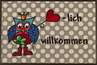 Produktbild von Waschbare Fußmatte - Willkommen Eule - Owl 50x75 cm Fußabstreifer