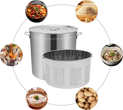 Image de Marmite - Casserole - Acier inoxydable 201 - 50 L Grande capacité - Pour les cuisines professionnelles et domestiques - Argent