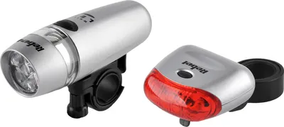 Productafbeelding van Rebel LED fietslampenset: voor- en achterlicht, IPX4/IPX2, werkt op AAA-batterijen