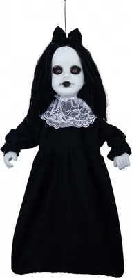 Produktbild von Schwarze Horror Puppe mit Licht 75cm