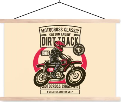 Produktbild von MuchoWow® Textilposter Motorrad - Vintage - Zeichnung 60x40 cm mit holzfarbenen Rahmen - Bilder