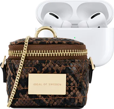 Image de IDEAL OF SWEDEN, mini-étui pour AirPods modèle Poppy avec chaîne et mousqueton, marron