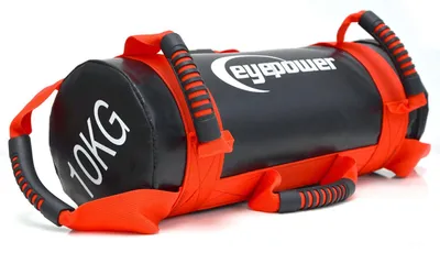 Produktbild von 10kg Power Bag mit 4 Kettlebell Gewichten - 17x45 Home Training Sandbag 6 Griffe