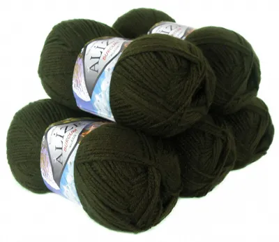 5 x 100g Strickgarn ALIZE BURCUM, 100% Polyacryl, forest green