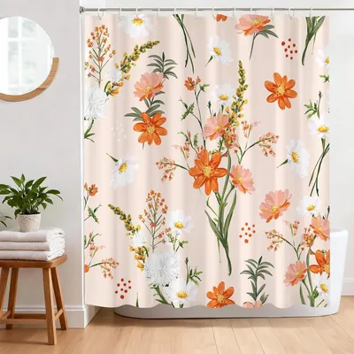 Image de Solidchoice - Rideau de douche imperméable avec motif floral, 183 x 183 cm