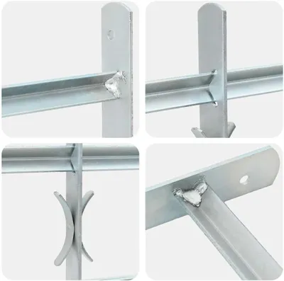 Produktbild von Fenstergitter aus verzinktem Stahl in Silber, Breite von 700 bis 1050 mm, Höhe 300 mm, mit 2 Querstreben von 3,25 mm, Einbruchschutz für Fenster inklusive Montagezubehör
